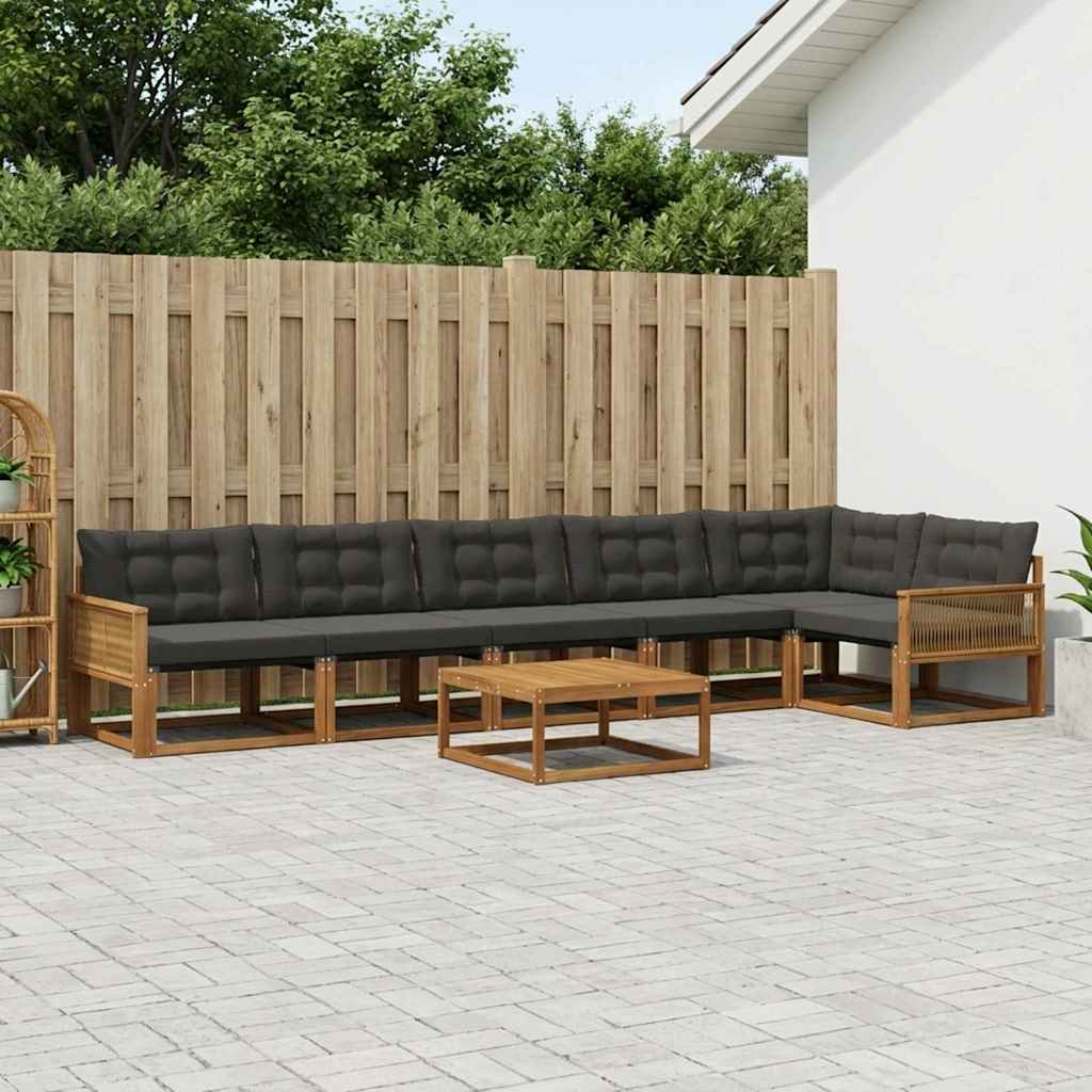 Outdoor-Sofagarnitur mit Kissen 7 pcs Natürlich und Schwarz