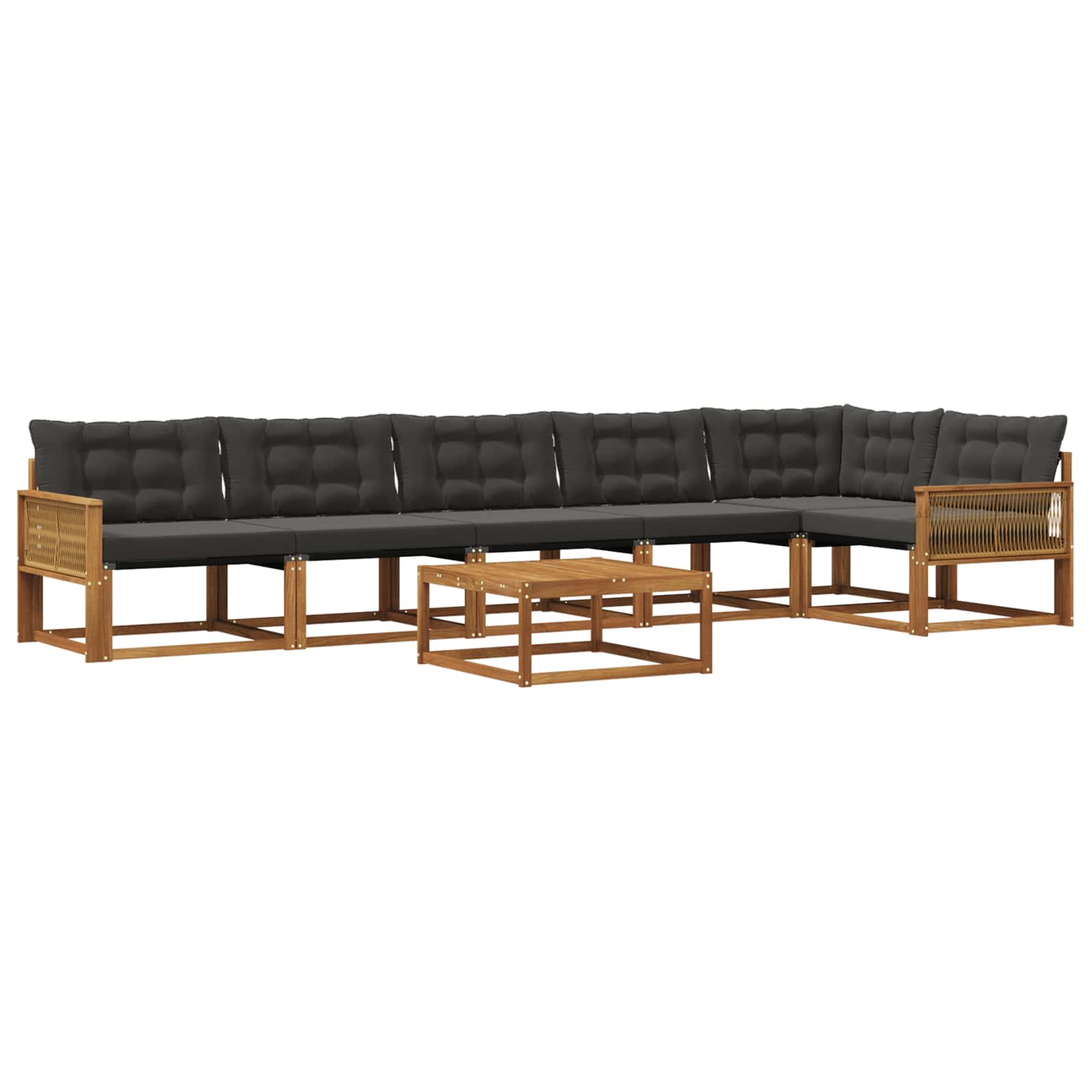 Outdoor-Sofagarnitur mit Kissen 7 pcs Natürlich und Schwarz