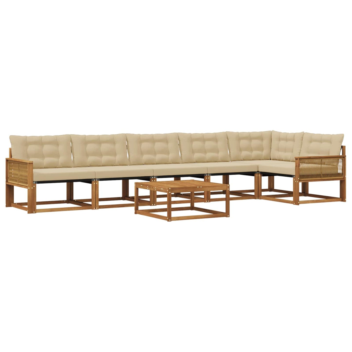 Outdoor-Sofagarnitur mit Kissen 7 pcs Natur und Beige