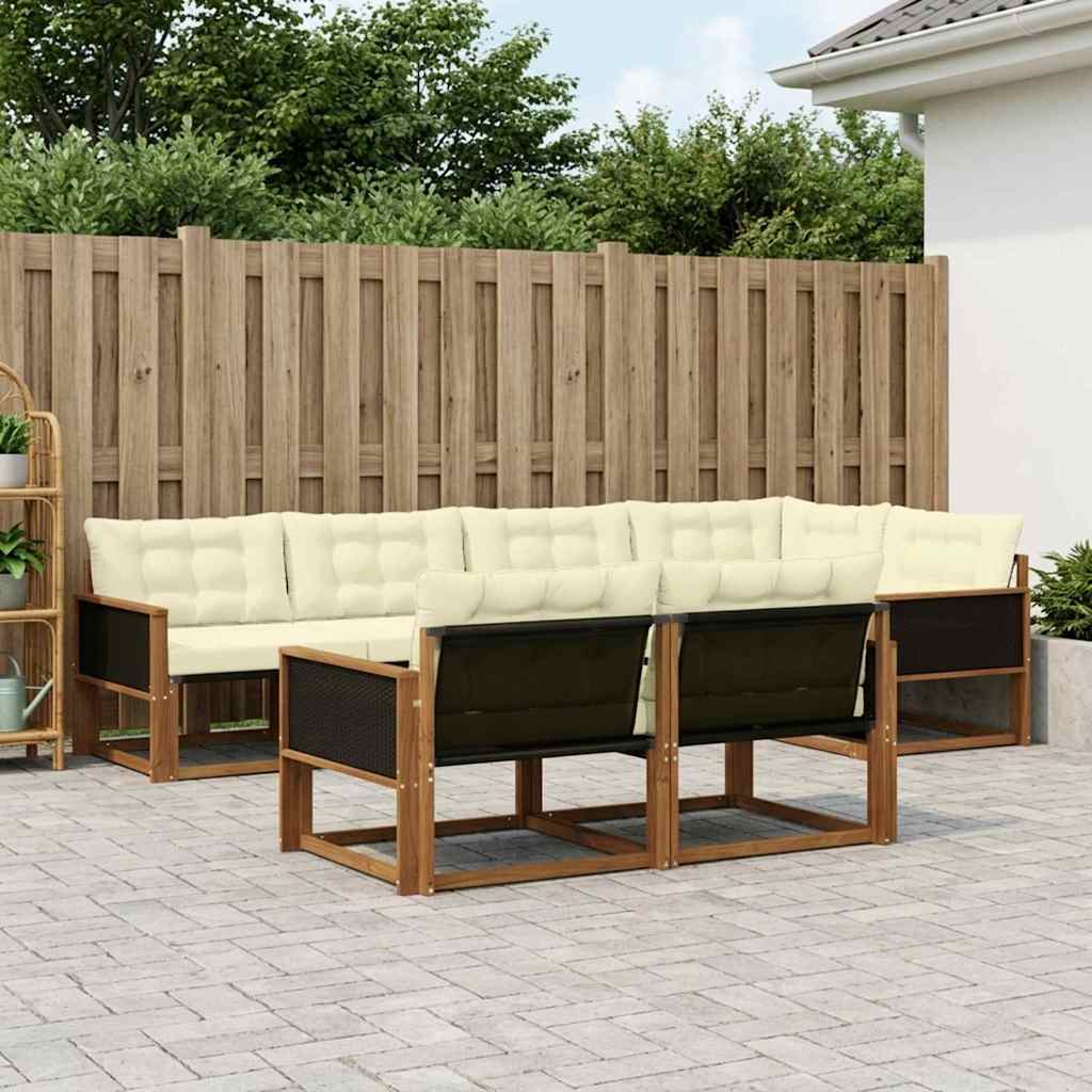 Outdoor-Sofagarnitur 7 stk. Natur und Creme