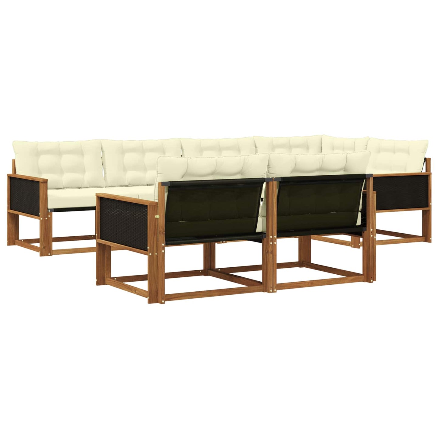 Outdoor-Sofagarnitur 7 stk. Natur und Creme