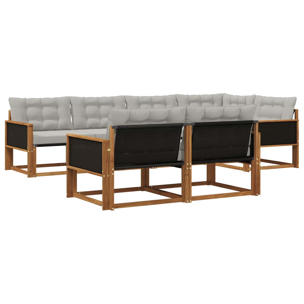 Outdoor-Sofagarnitur 7 stk. Natur und Hellgrau