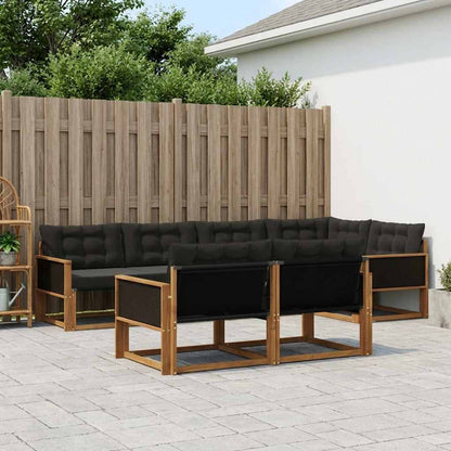 Outdoor-Sofagarnitur 7 stk. Natur und Schwarz