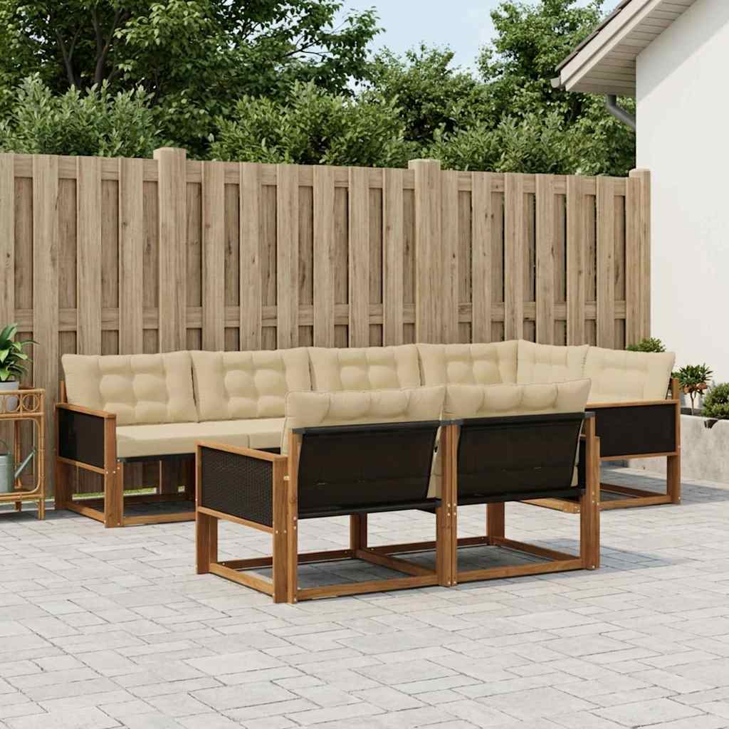 Outdoor-Sofagarnitur 7 stk. Natur und Beige