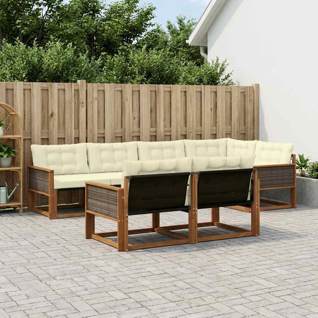 Outdoor-Sofagarnitur mit Kissen 7 pcs Natur und Creme