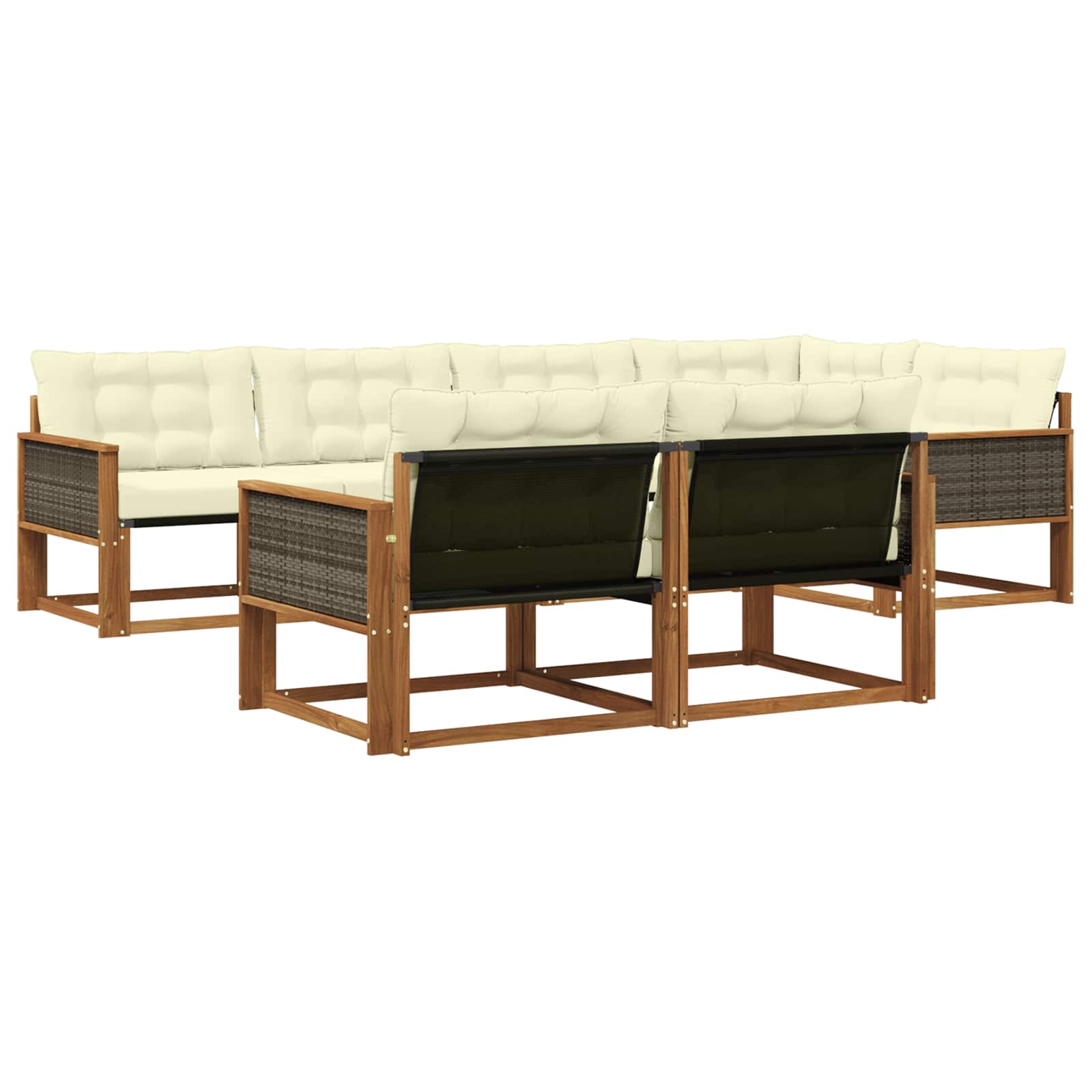 Outdoor-Sofagarnitur mit Kissen 7 pcs Natur und Creme