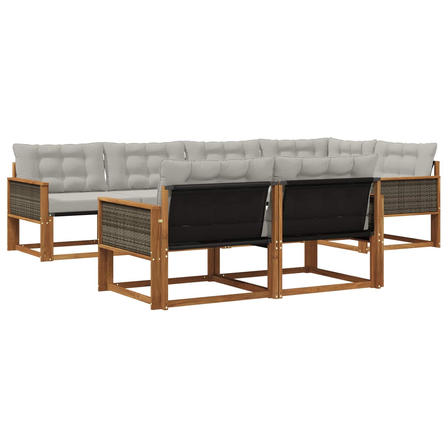 Outdoor-Sofagarnitur mit Kissen 7 pcs Natürlich und Hellgrau