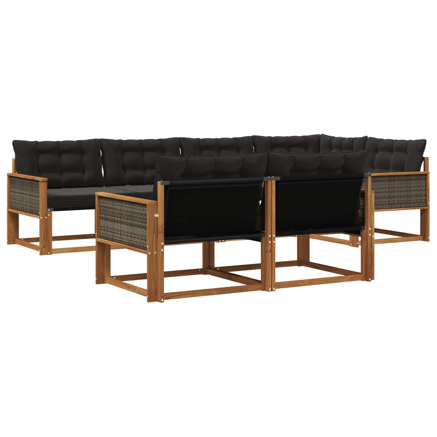 Outdoor-Sofagarnitur mit Kissen 7 pcs Natürlich und Schwarz