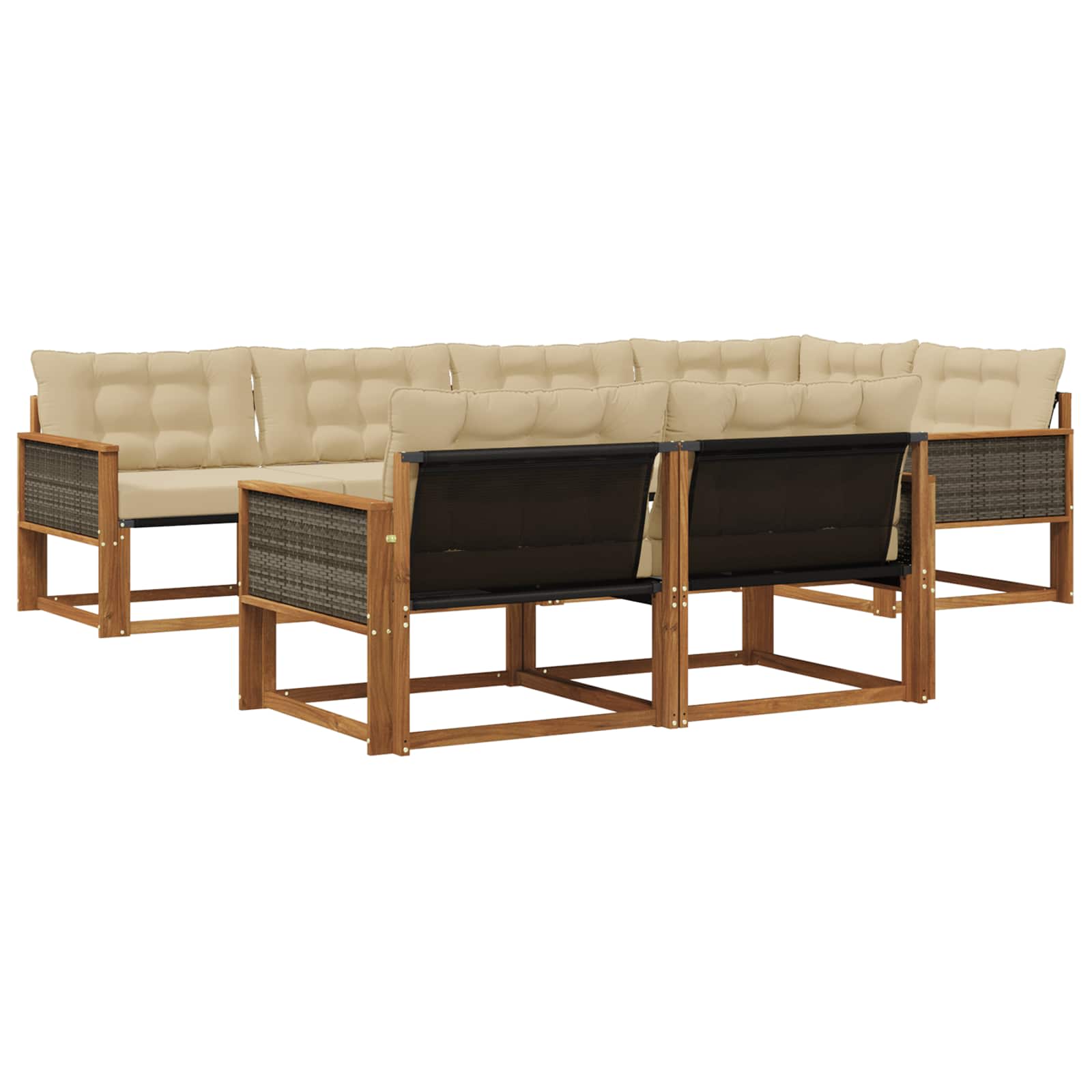 Outdoor-Sofagarnitur mit Kissen 7 pcs Natur und Beige