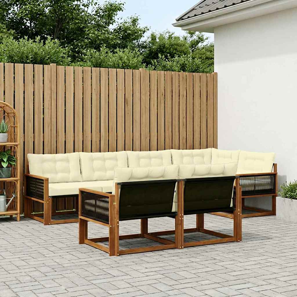 Outdoor-Sofagarnitur 7 stk. Natur und Creme