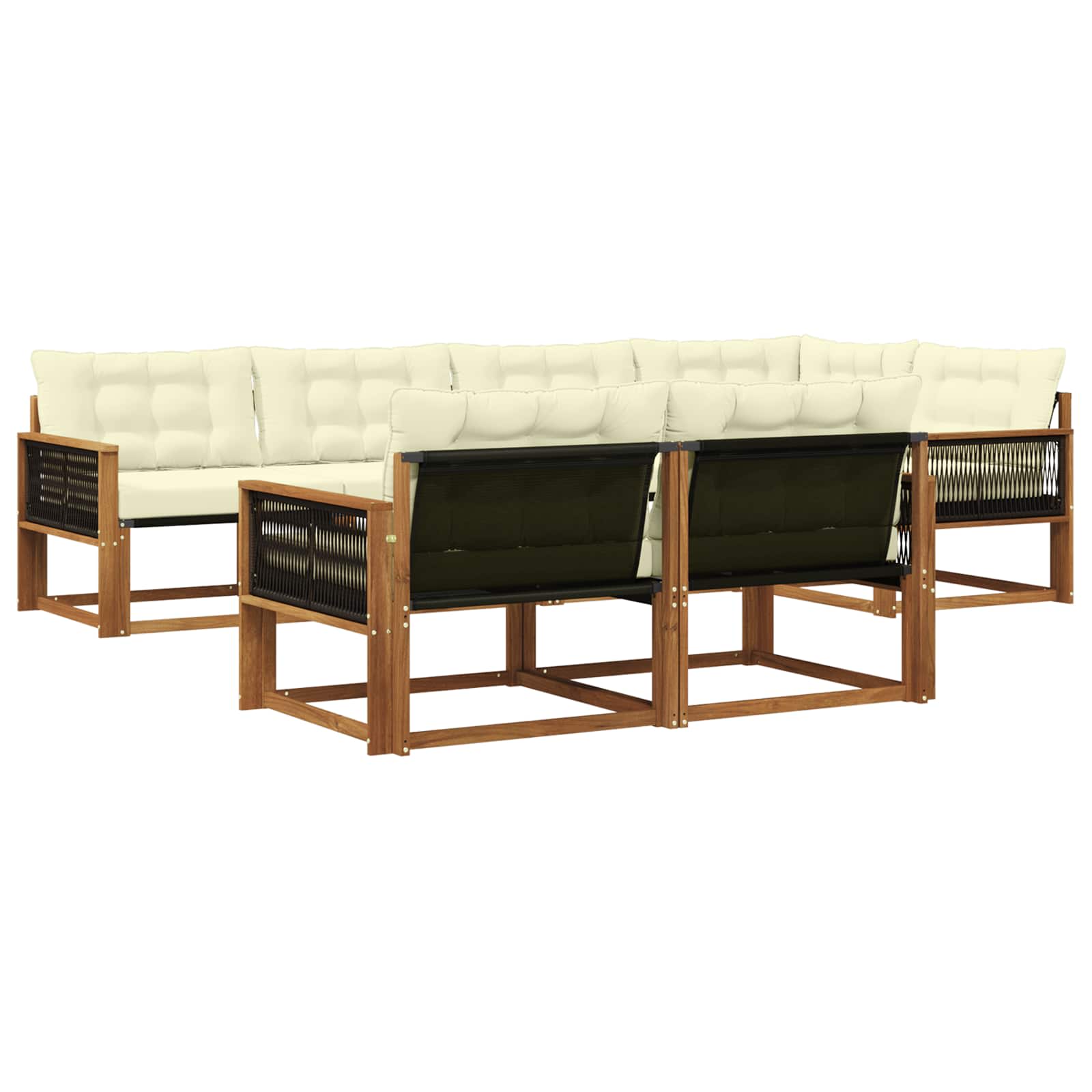 Outdoor-Sofagarnitur 7 stk. Natur und Creme