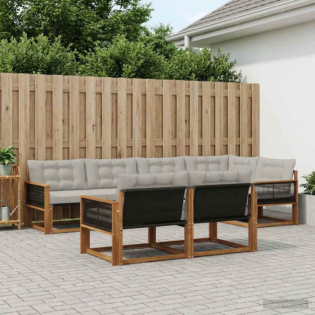 Outdoor-Sofagarnitur 7 stk. Natürlich und Hellgrau