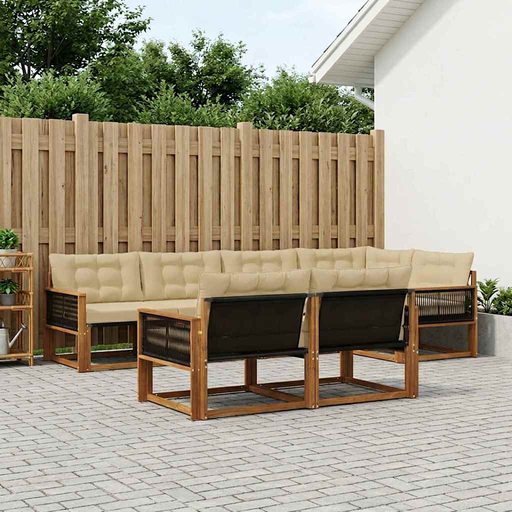 Outdoor-Sofagarnitur 7 stk. Natur und Beige