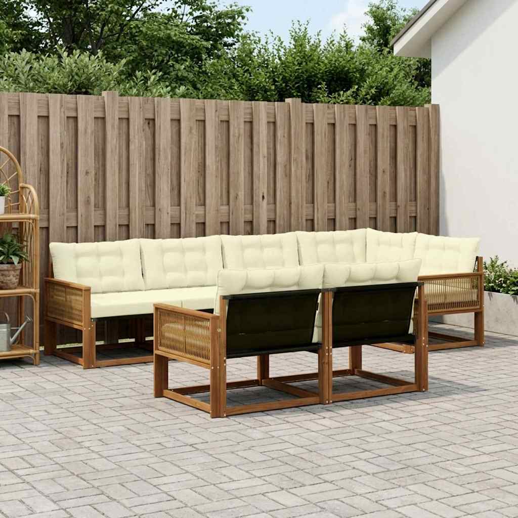 Outdoor-Sofagarnitur 7 stk. Natur und Creme