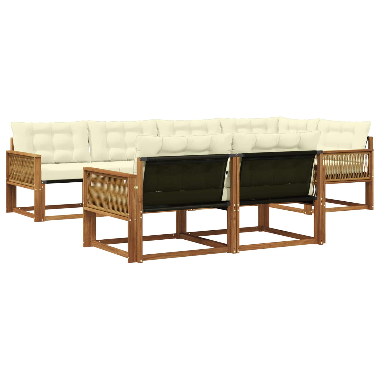 Outdoor-Sofagarnitur 7 stk. Natur und Creme