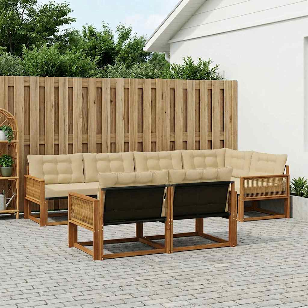 Outdoor-Sofagarnitur 7 stk. Natur und Beige