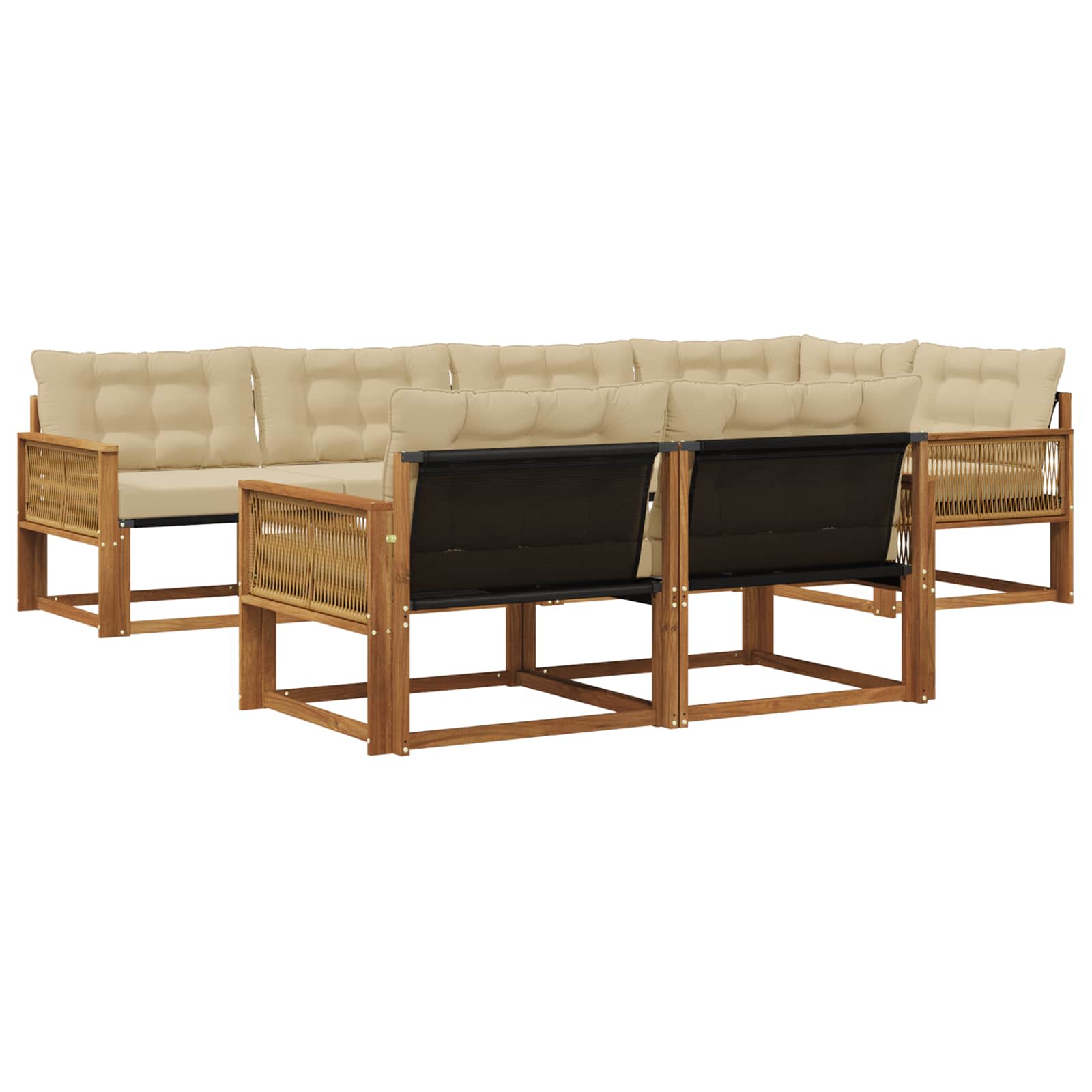 Outdoor-Sofagarnitur 7 stk. Natur und Beige
