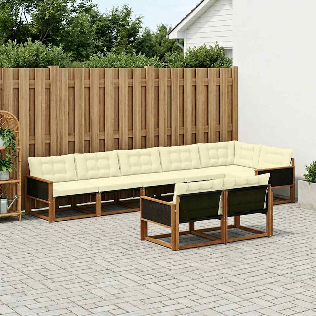 Outdoor-Sofagarnitur 8 stk. Natur und Creme