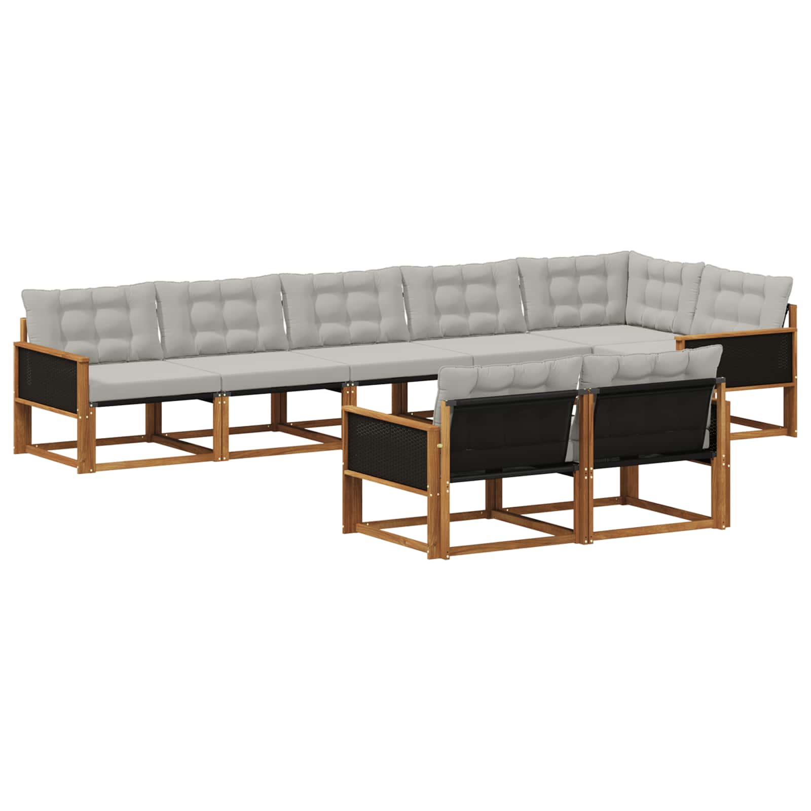 Outdoor-Sofagarnitur mit Kissen 8 pcs Natürlich und Hellgrau