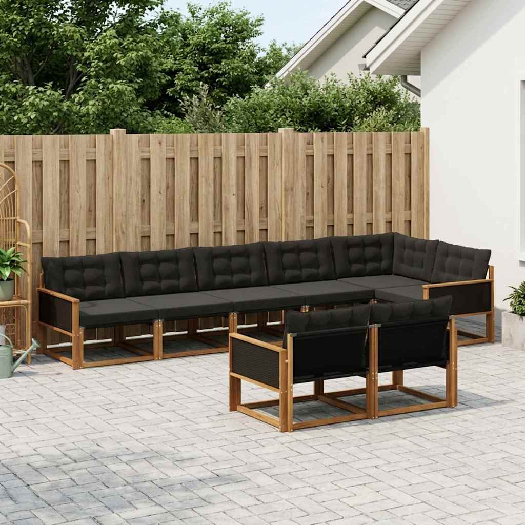 Outdoor-Sofagarnitur 8 stk. Natürlich und Schwarz