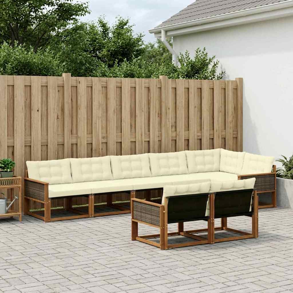 Outdoor-Sofagarnitur mit Kissen 8 pcs Natur und Creme