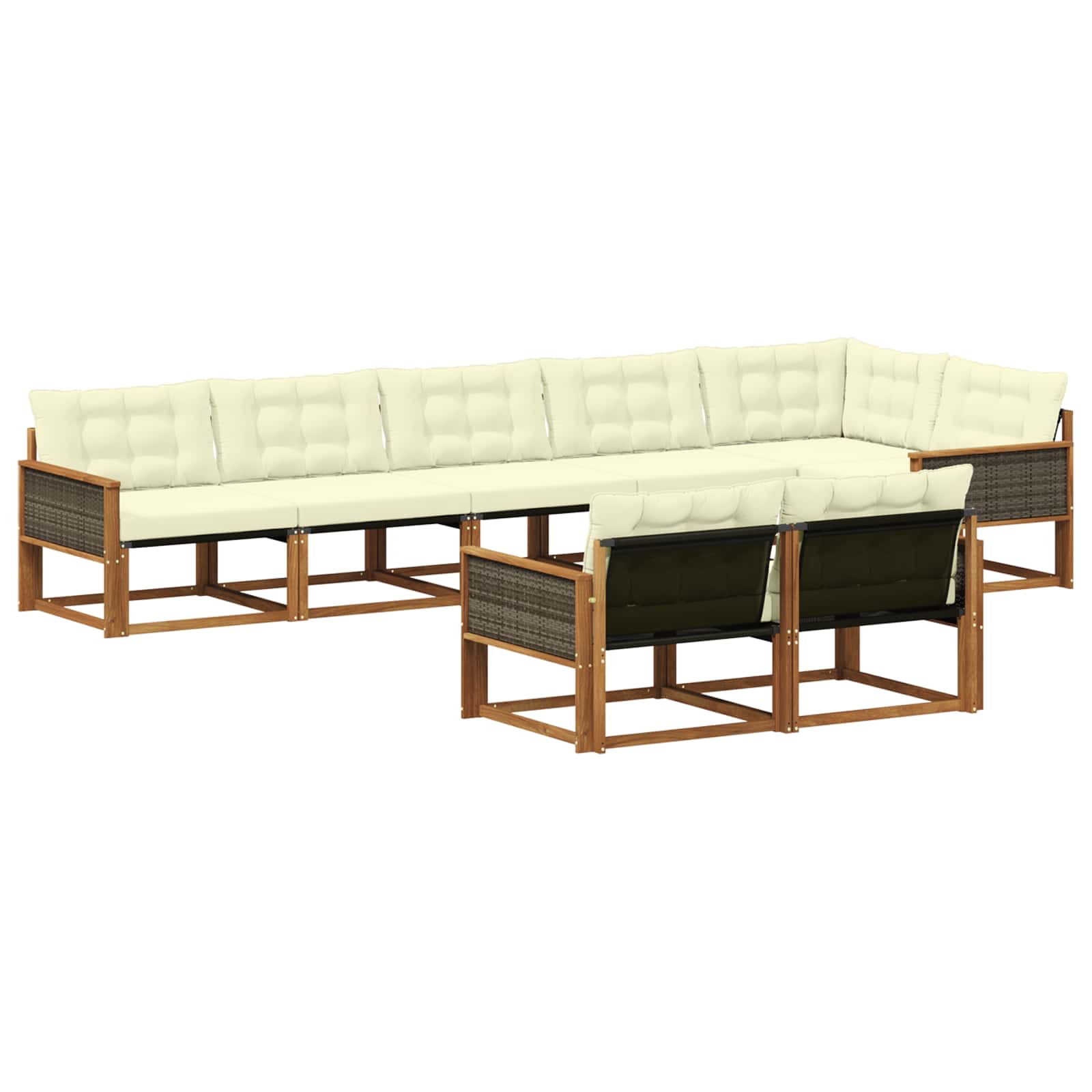 Outdoor-Sofagarnitur mit Kissen 8 pcs Natur und Creme