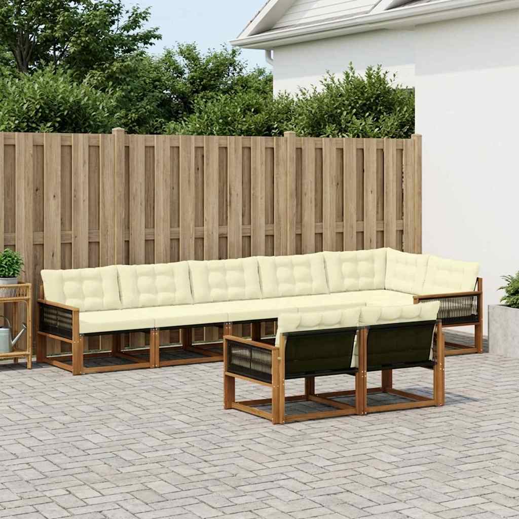 Outdoor-Sofagarnitur mit Kissen 8 pcs Natur und Creme
