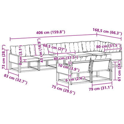 Outdoor-Sofagarnitur 8 stk. Natur und Creme
