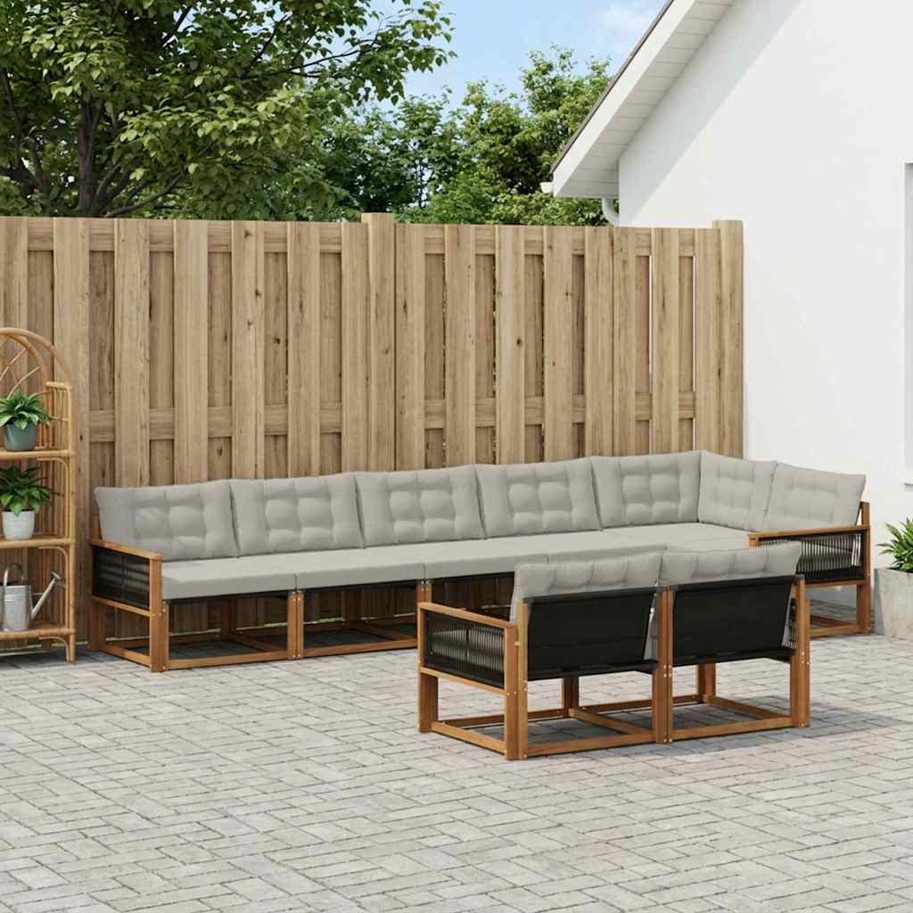 Outdoor-Sofagarnitur mit Kissen 8 pcs Natürlich und Hellgrau