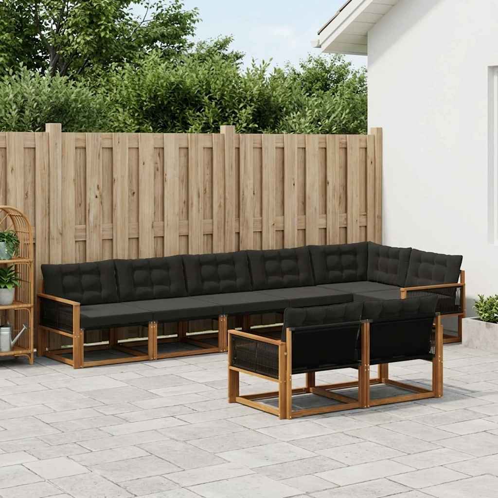 Outdoor-Sofagarnitur 8 stk. Natürlich und Schwarz