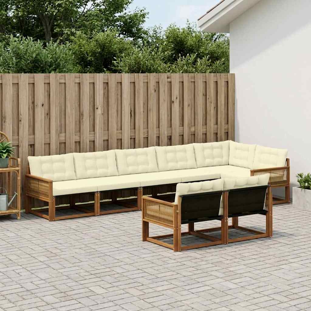 Outdoor-Sofagarnitur 8 stk. Natur und Creme