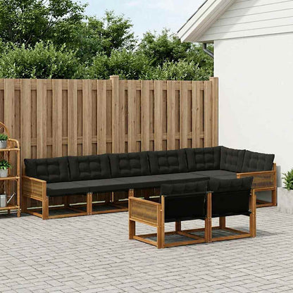 Outdoor-Sofagarnitur 8 stk. Natürlich und Schwarz
