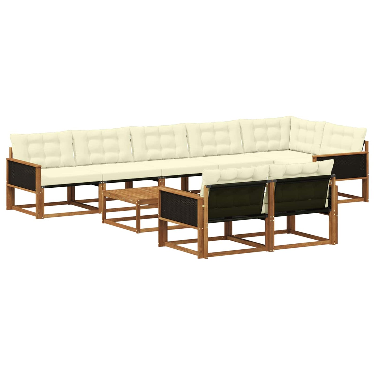 Outdoor-Sofagarnitur mit Kissen 9 pcs Natur und Creme
