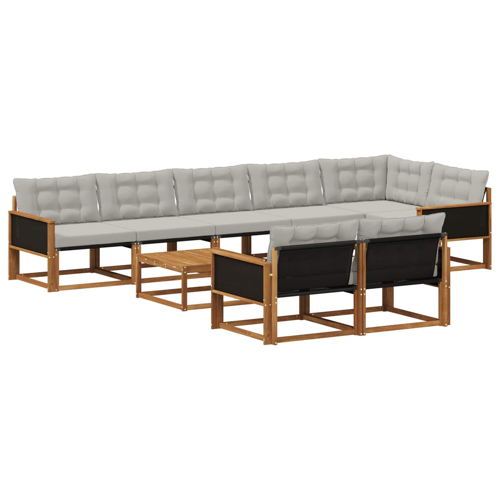 Outdoor-Sofagarnitur mit Kissen 9 pcs Natürlich und Hellgrau