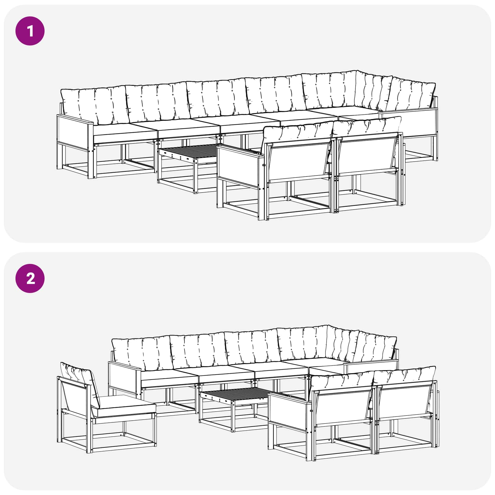 Outdoor-Sofagarnitur mit Kissen 9 pcs Natürlich und Schwarz