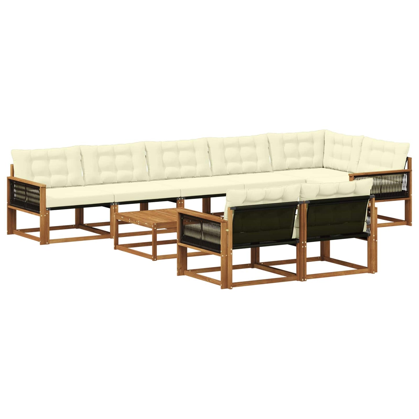 Outdoor-Sofagarnitur mit Kissen 9 pcs Natur und Creme