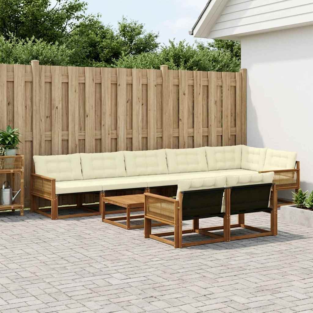 Outdoor-Sofagarnitur mit Kissen 9 pcs Natur und Creme