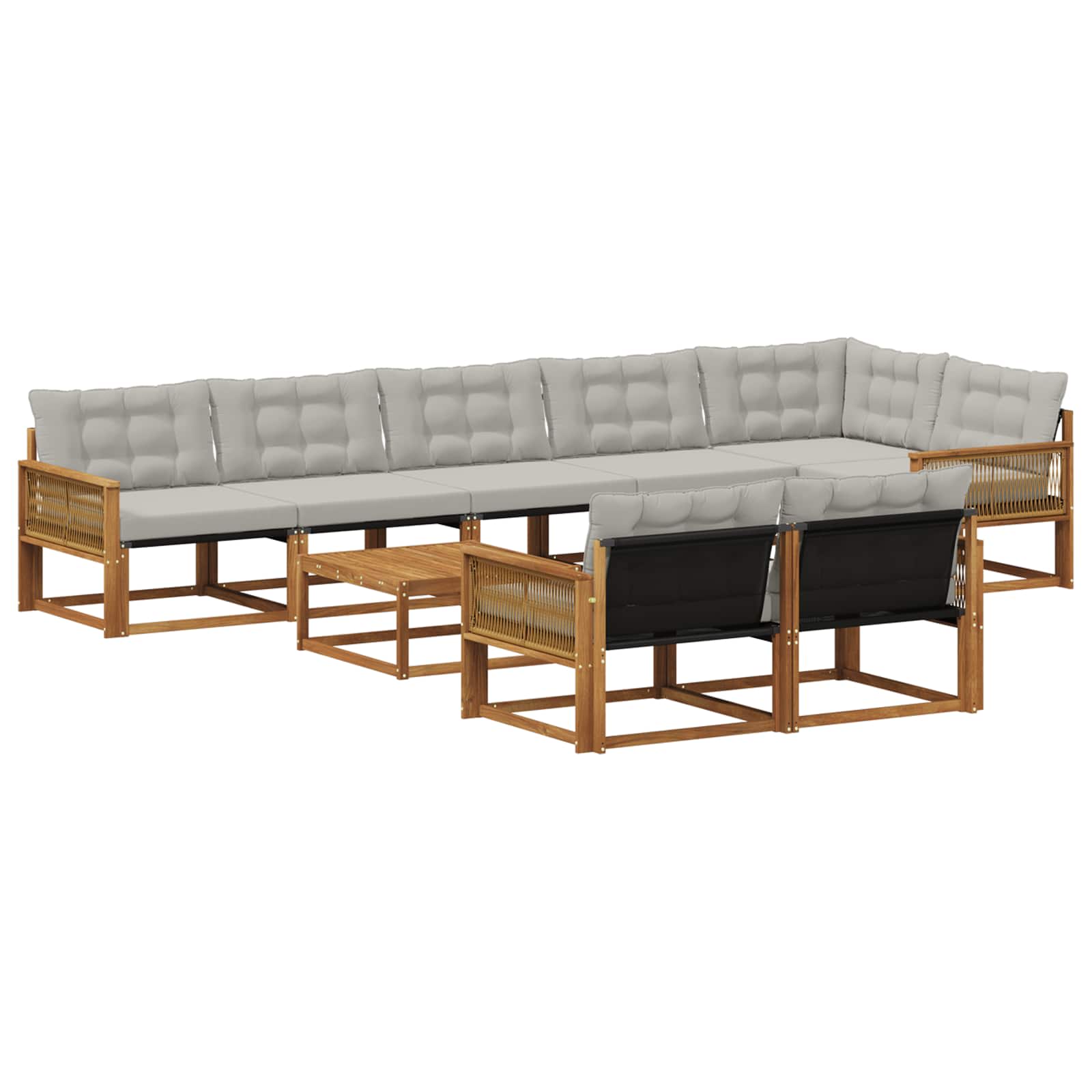 Outdoor-Sofagarnitur mit Kissen 9 pcs Natürlich und Hellgrau