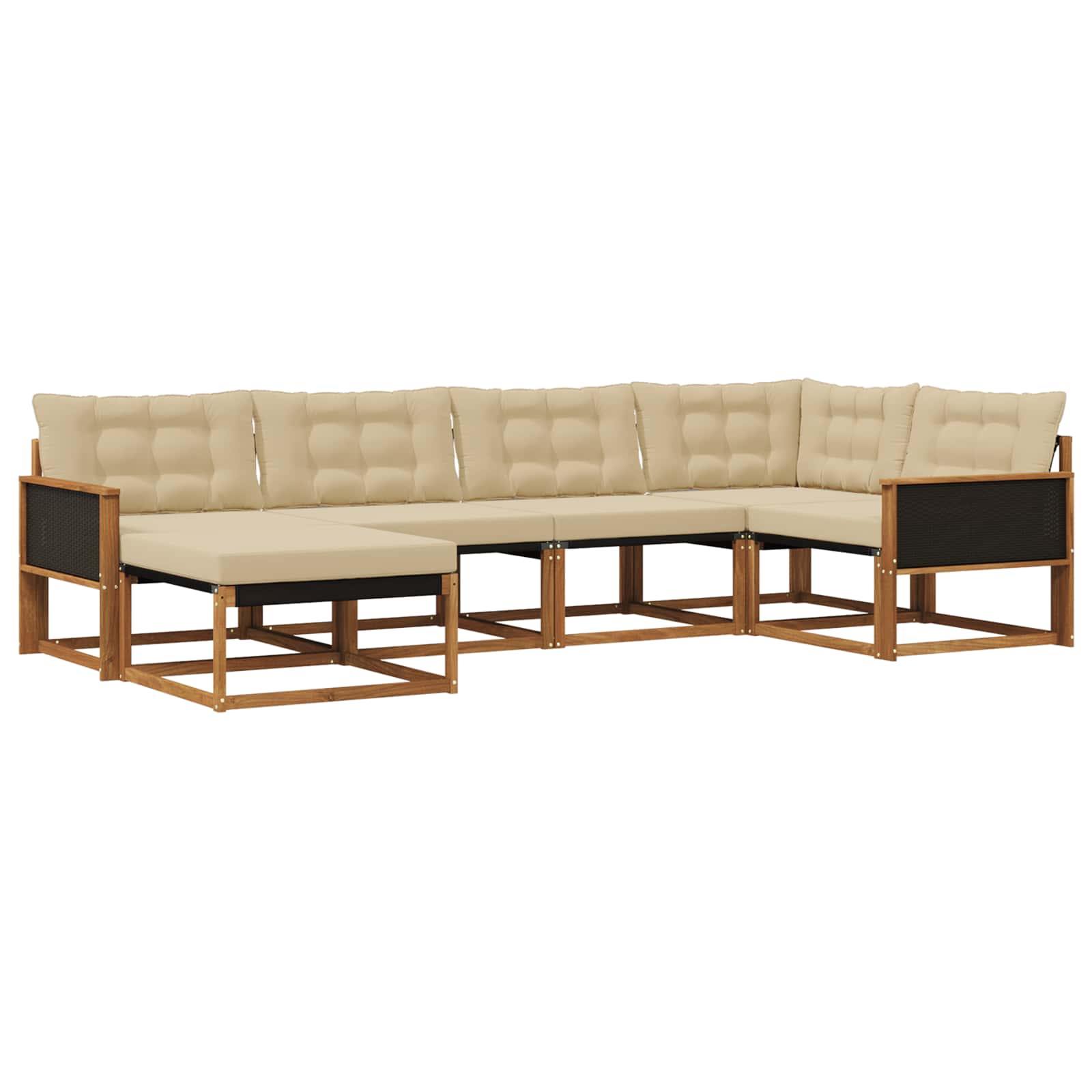 Outdoor-Sofagarnitur 6 stk. Natur und Beige Massivholz Akazie