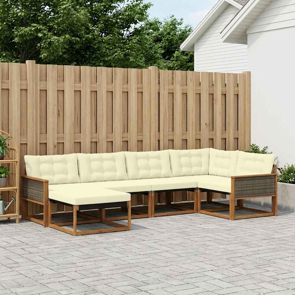 Outdoor-Sofagarnitur mit Kissen 6 pcs Natur und Creme