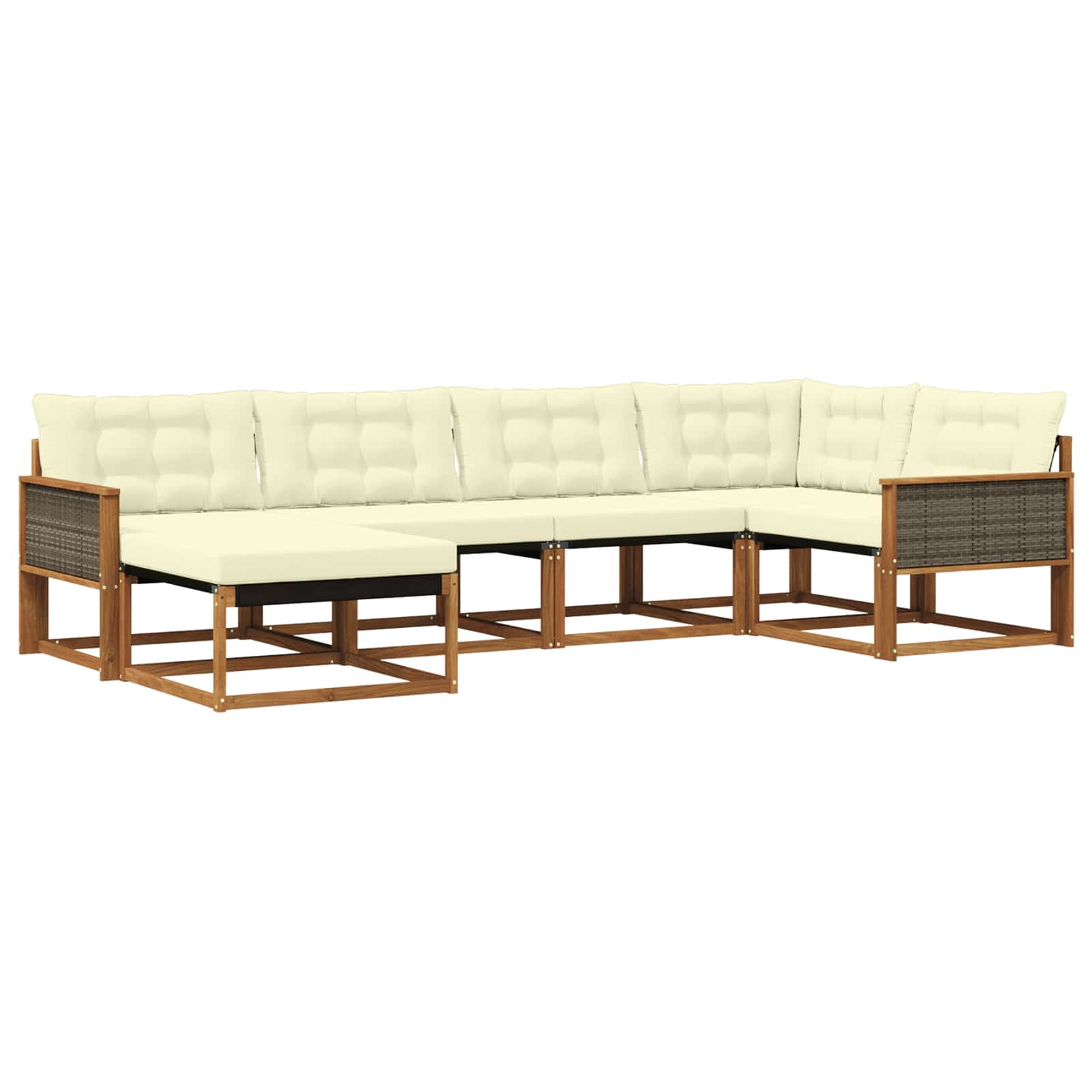 Outdoor-Sofagarnitur mit Kissen 6 pcs Natur und Creme
