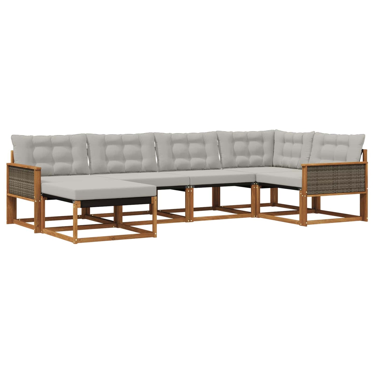 Outdoor-Sofagarnitur mit Kissen 6 pcs Natürlich und Hellgrau