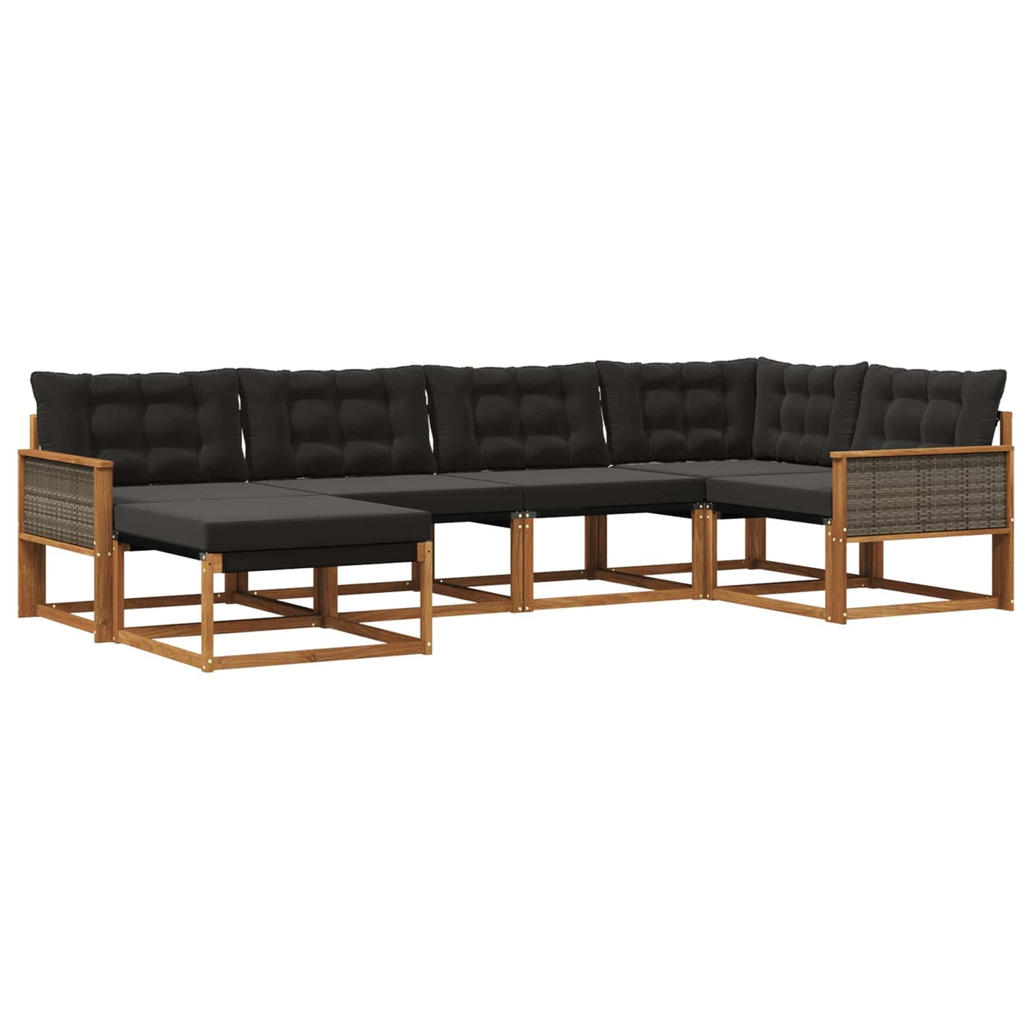 Outdoor-Sofagarnitur mit Kissen 6 pcs Natürlich und Schwarz