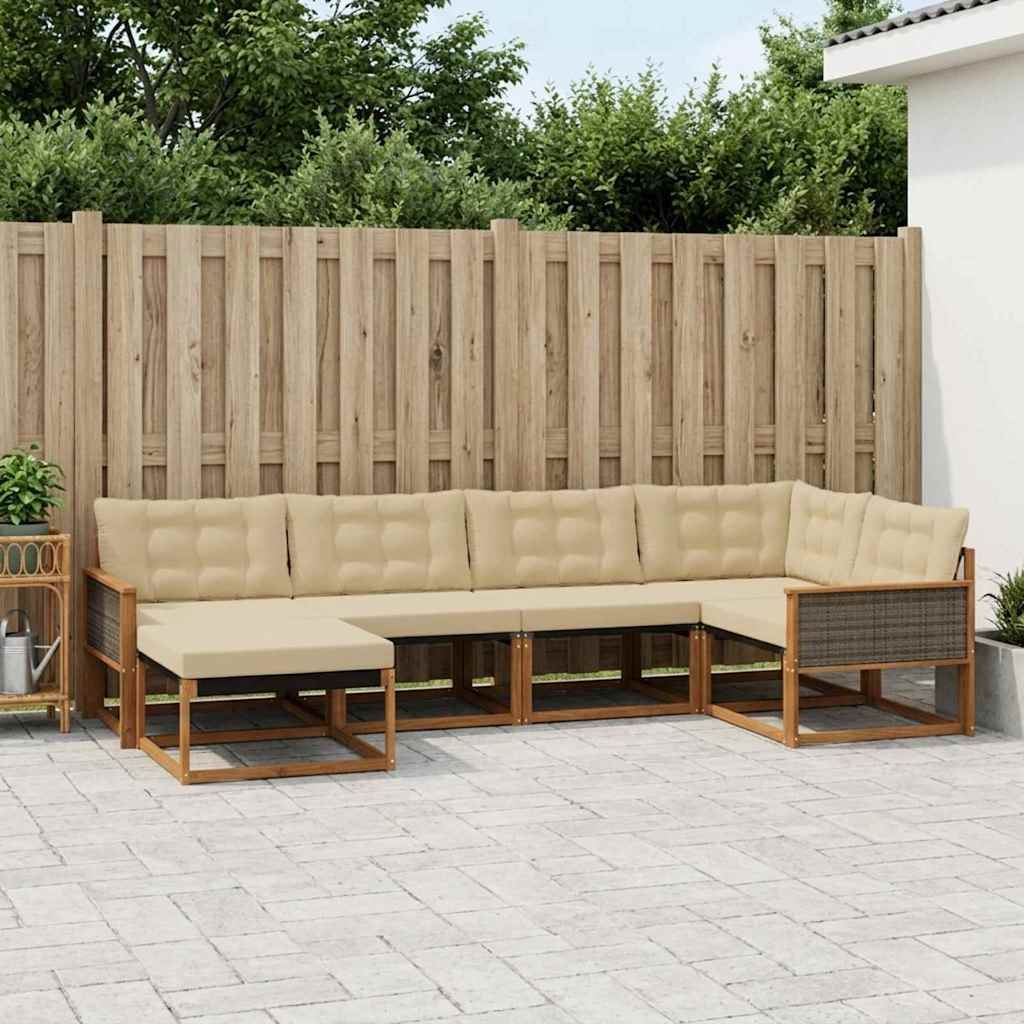 Outdoor-Sofagarnitur mit Kissen 6 pcs Natur und Beige