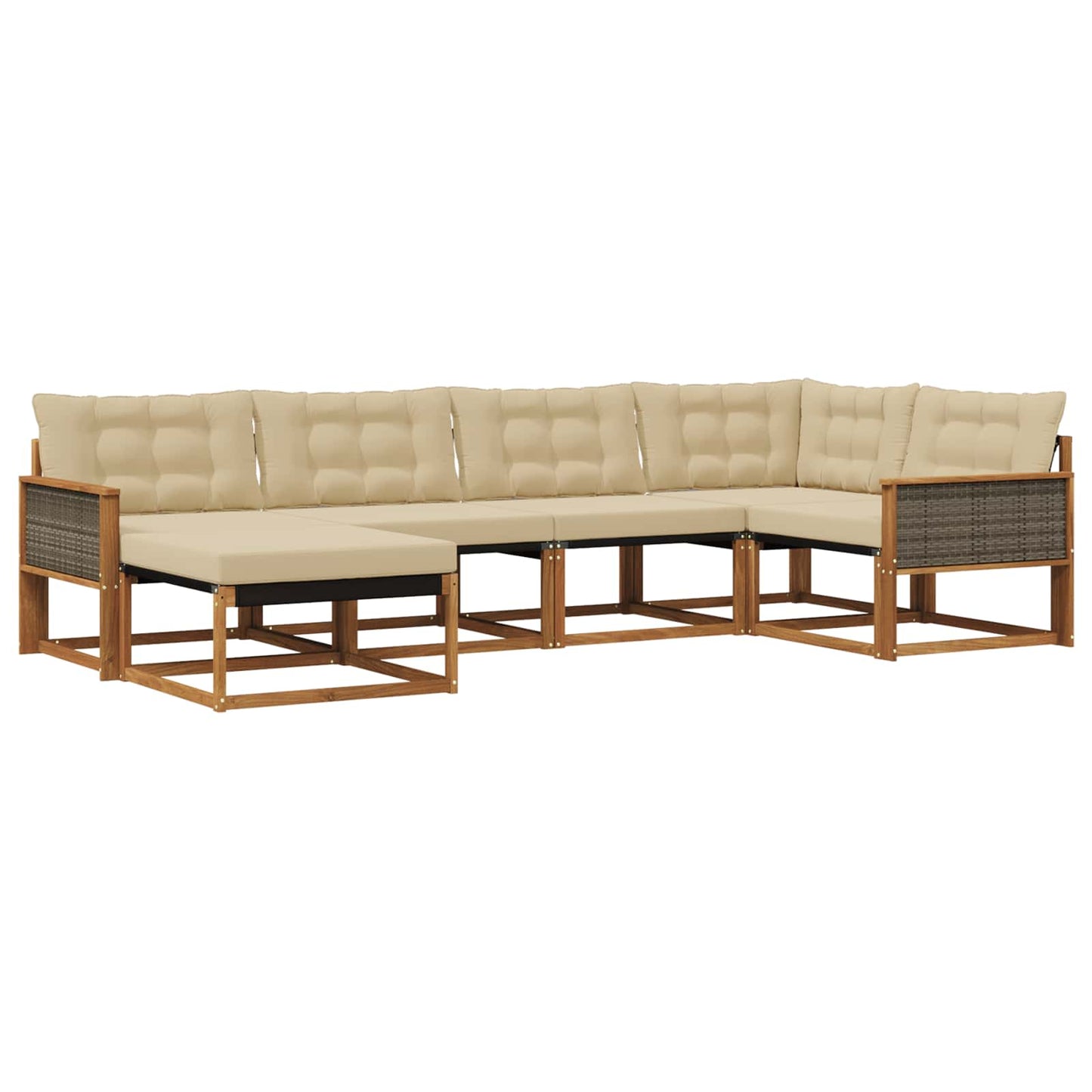 Outdoor-Sofagarnitur mit Kissen 6 pcs Natur und Beige