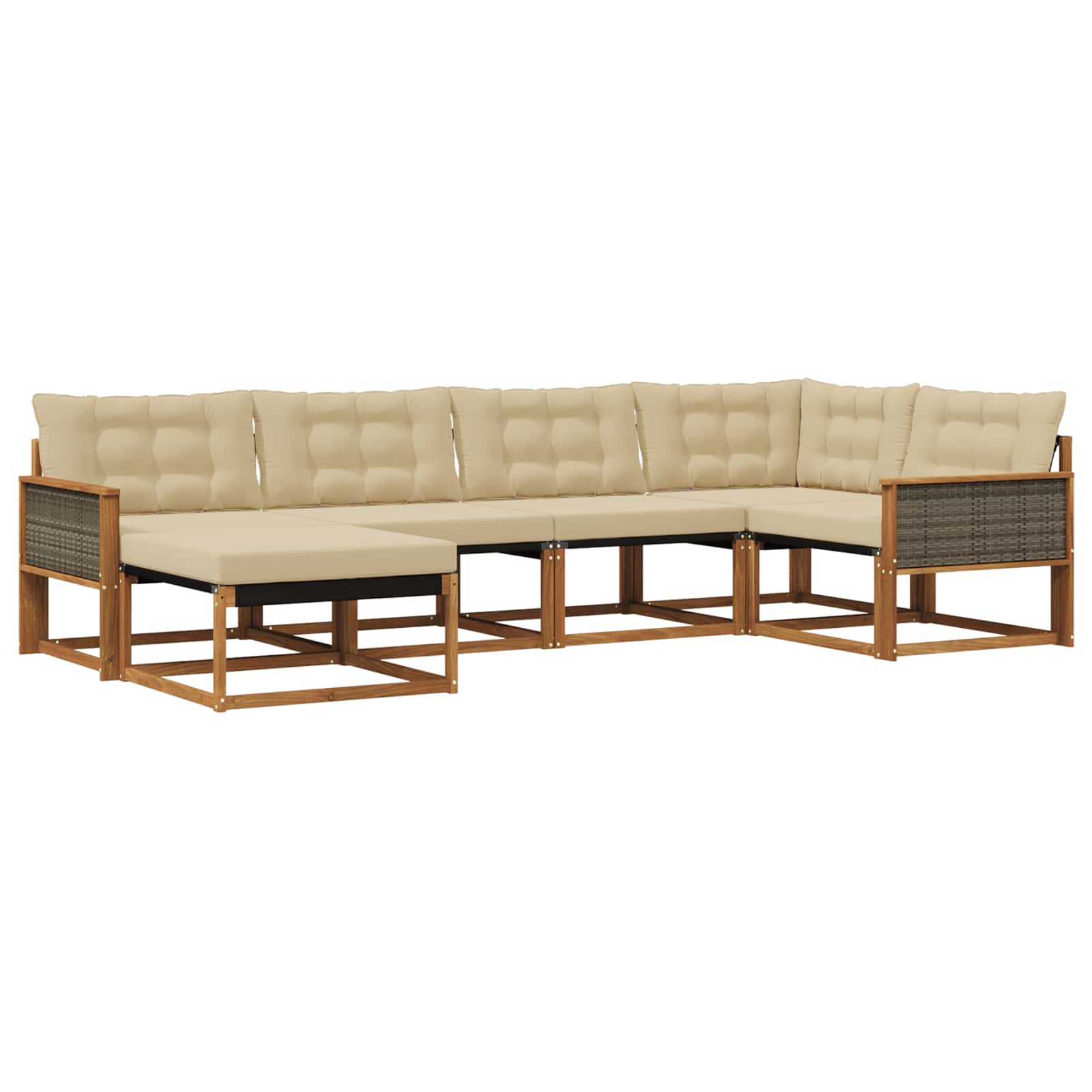 Outdoor-Sofagarnitur mit Kissen 6 pcs Natur und Beige