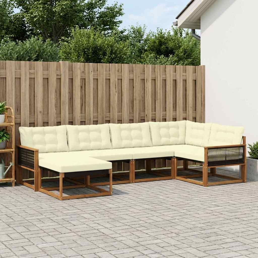 Outdoor-Sofagarnitur mit Kissen 6 pcs Natur und Creme