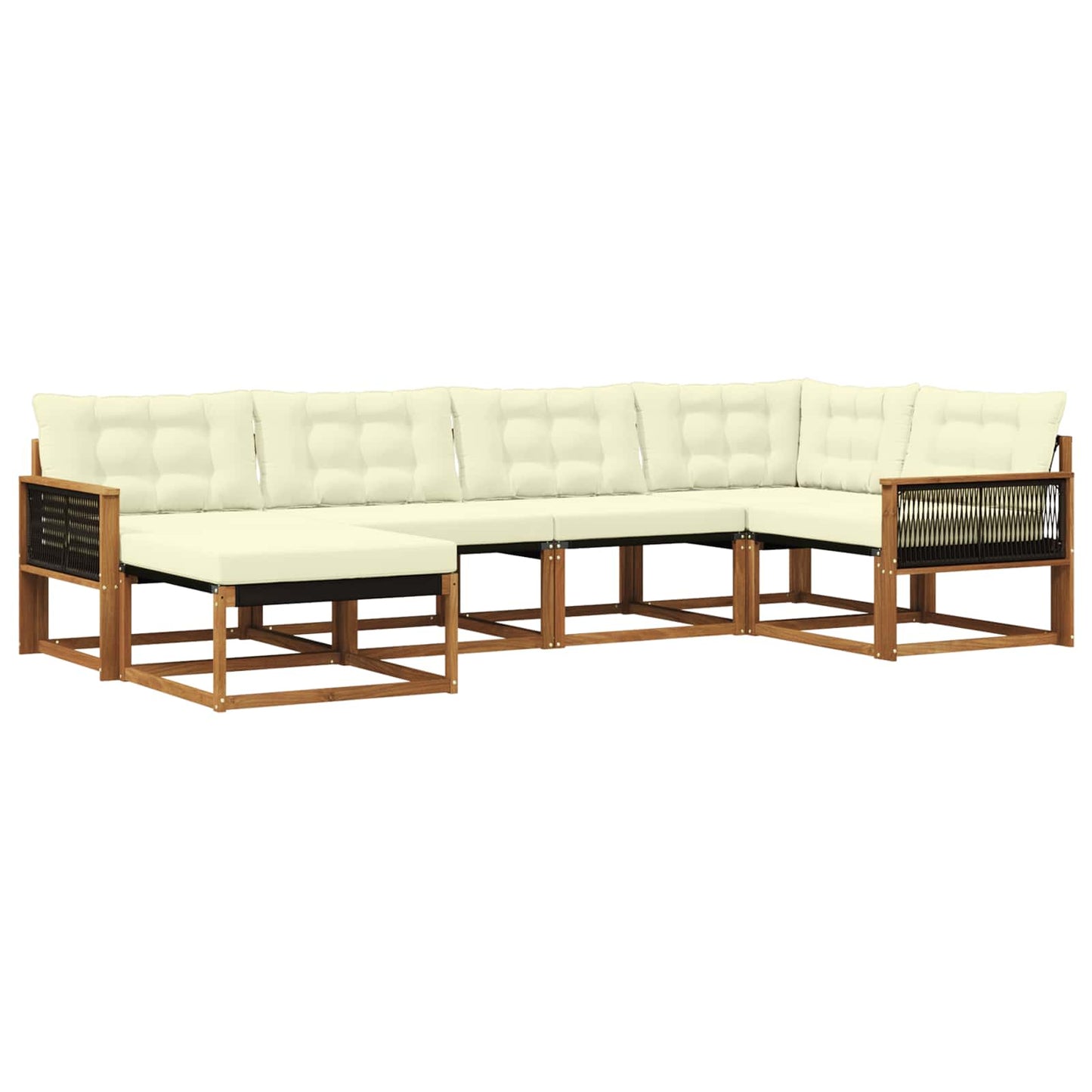 Outdoor-Sofagarnitur mit Kissen 6 pcs Natur und Creme