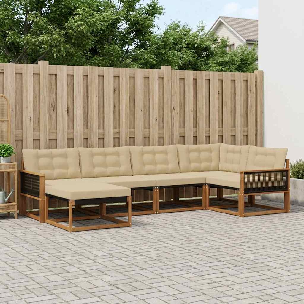 Outdoor-Sofagarnitur mit Kissen 6 pcs Natur und Beige