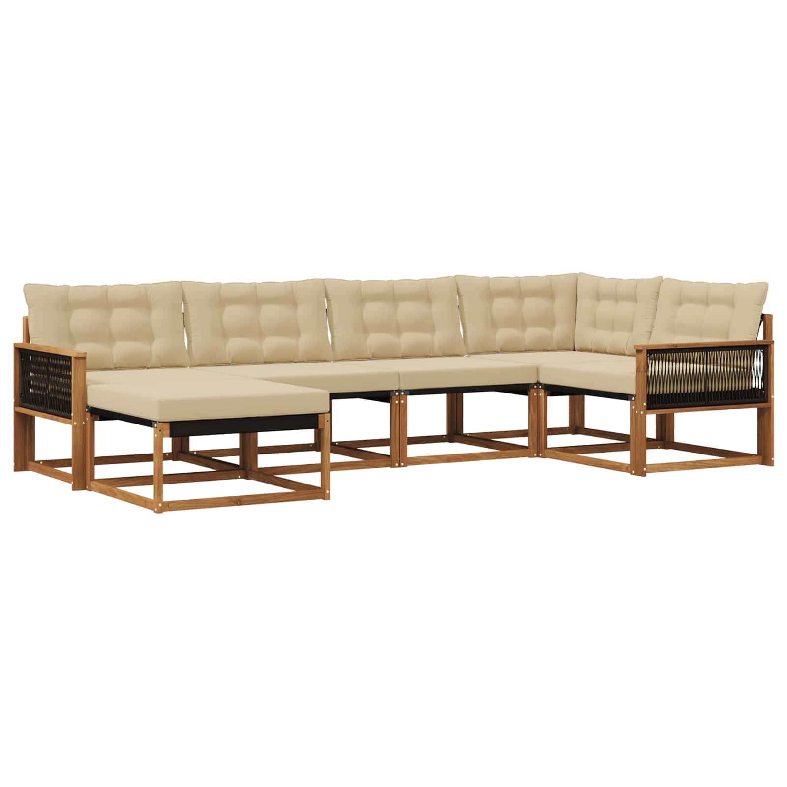 Outdoor-Sofagarnitur mit Kissen 6 pcs Natur und Beige